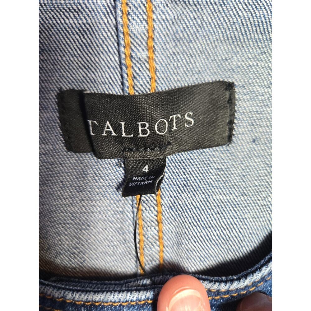 Talbots Vest Womens 4 Blue Denim Button Front Longline Sleeveless Collarless - Picture 2 of 10